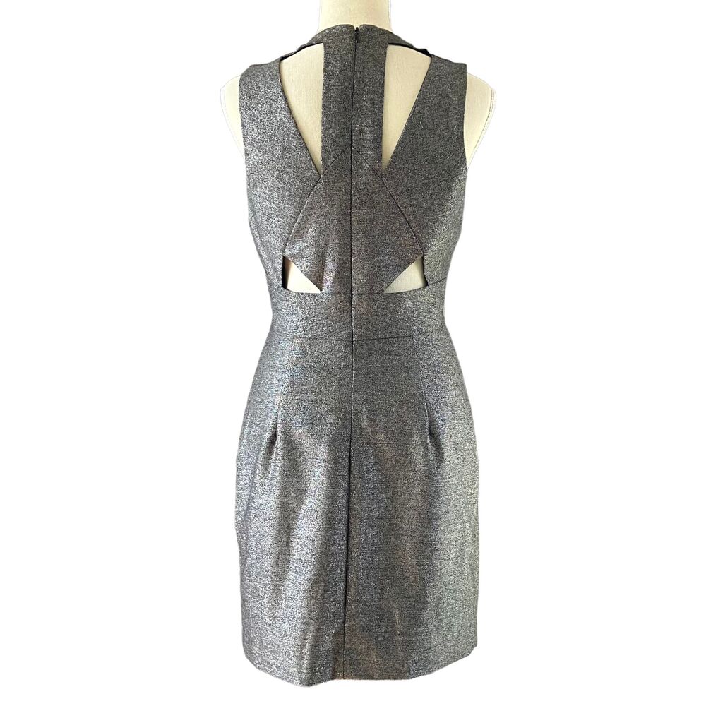 Black Halo Vera Silver Gray Metallic Cutout Mini Dress 4